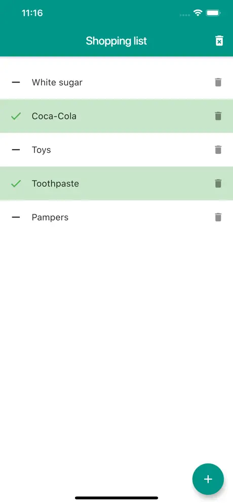 Groceries shopping list