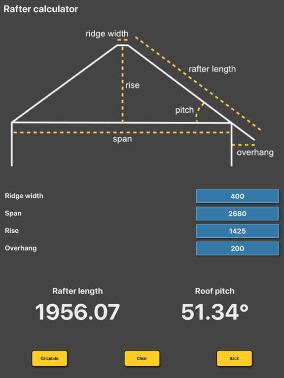 Screenshot #4 pour Rafter & roof pitch calculator