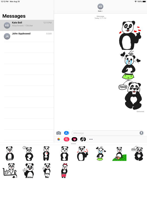 Panda with character iPad screenshot 1 - Stickers app