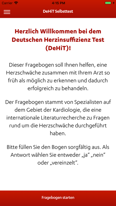 Screenshot #1 pour Herzschwäche Check DeHiT