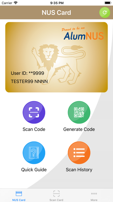 NUS Card Screenshot