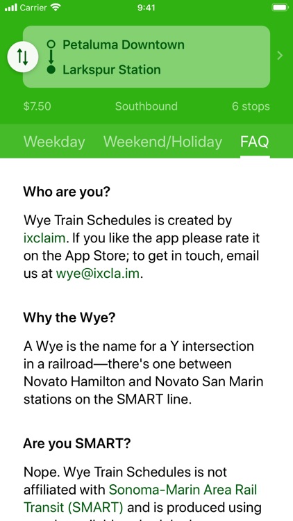 Wye · SMART Train Schedules screenshot-3