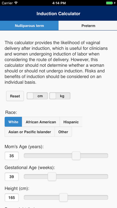 Screenshot #1 pour Obstetric Risk Calculator