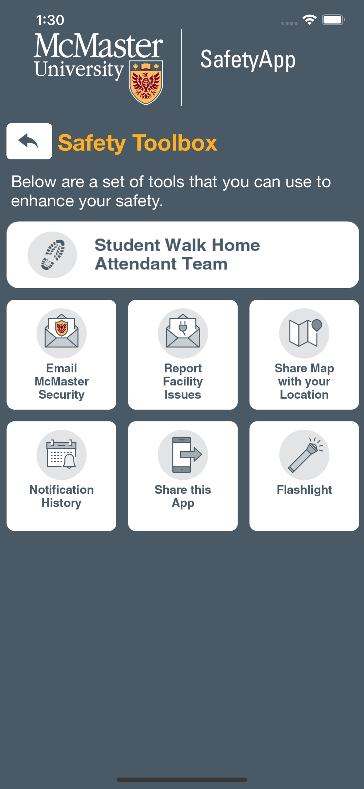 McMaster SafetyApp screenshot 5