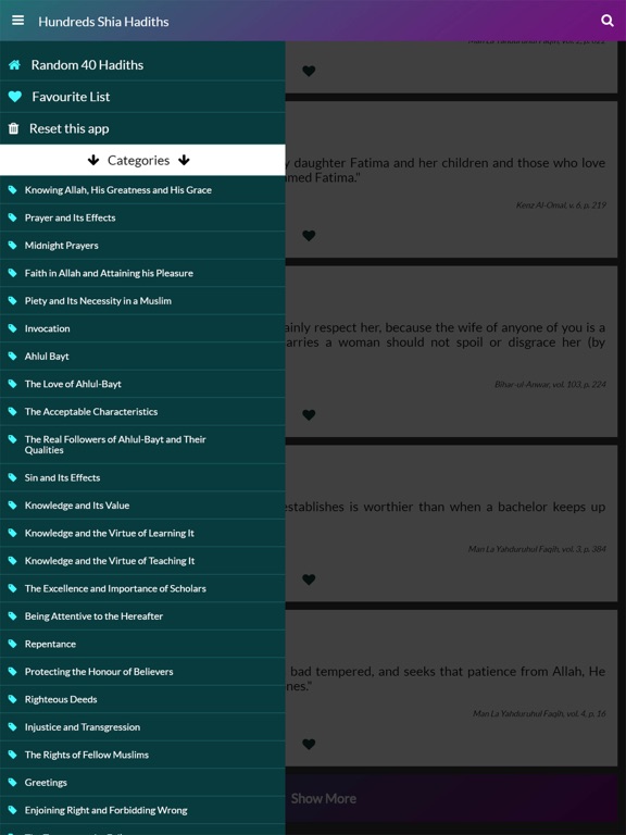 Hundreds Shia Hadith iPad screenshot 1 - Reference app