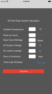 solar power system calculation iphone screenshot 1