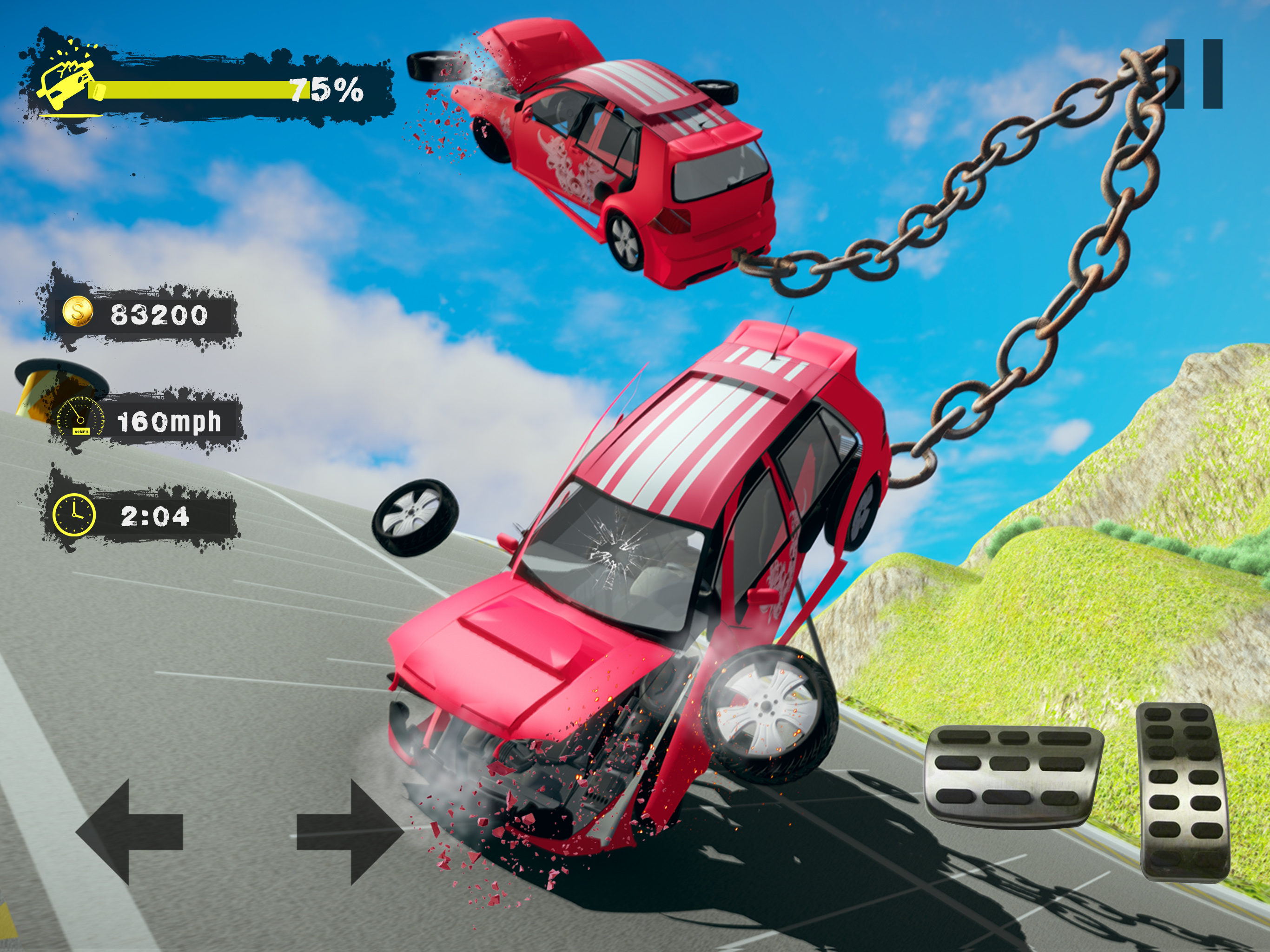 Chained Car Crash Beam Driving