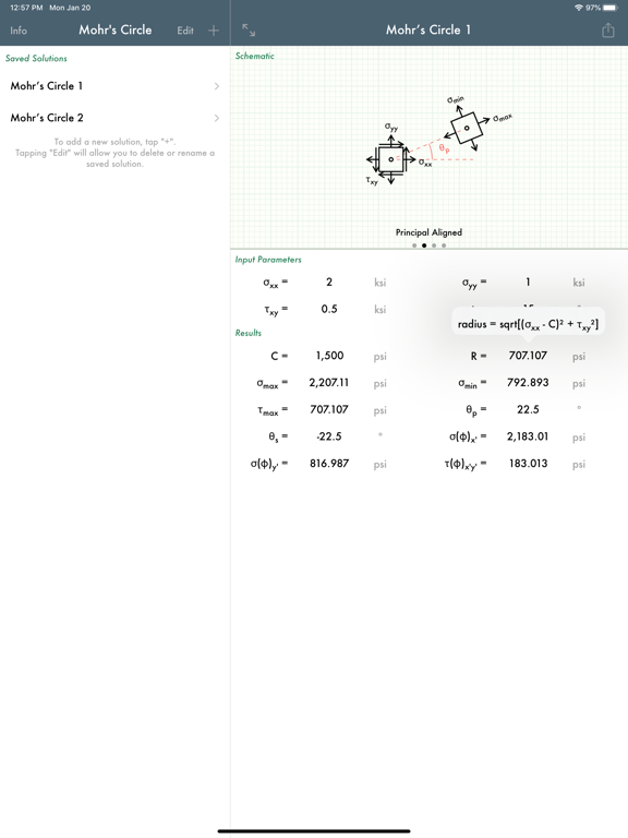 Screenshot #5 pour Mohr's Circle