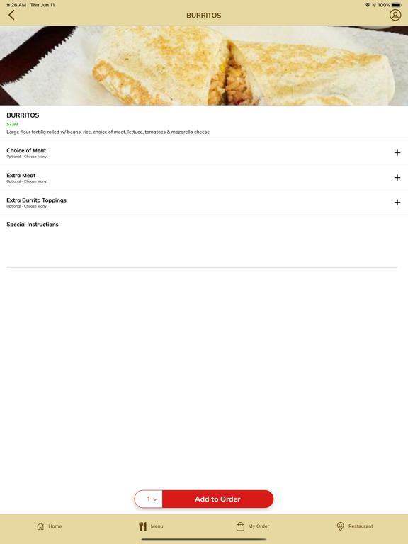 Banelly Taqueria iPad screenshot 4 - Food & Drink app