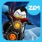 Penguin riding a motorcycle powerful racing