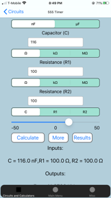 Electronics Circuit Calculator screenshot