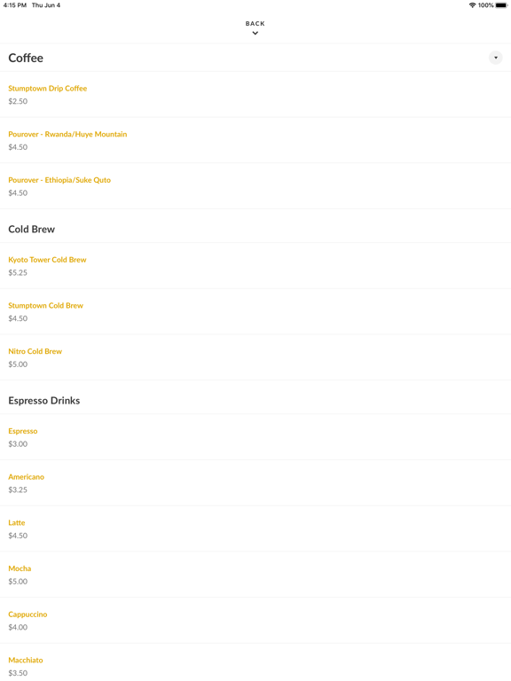 Local Fixture Coffee & Tea iPad screenshot 3 - Food & Drink app