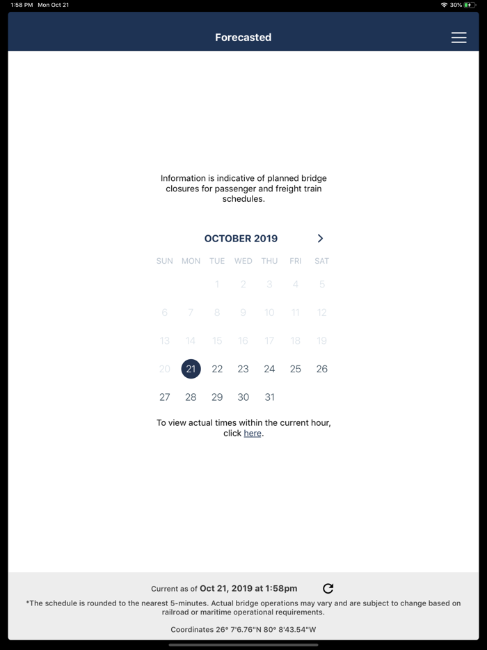 New River Bridge Schedule
