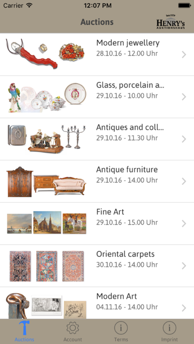 Henry's Auktionshaus Screenshot