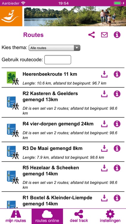 Routes in Het Groene Woud