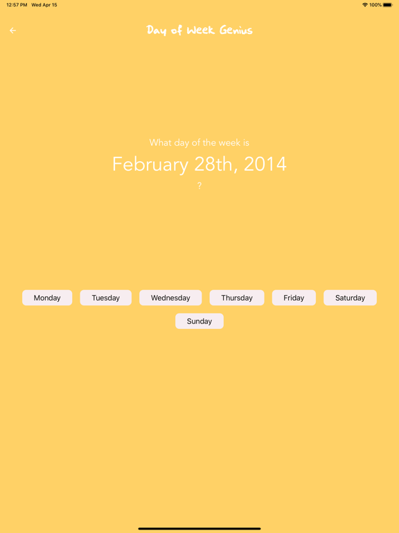 Day of Week Genius iPad screenshot 2 - Productivity app