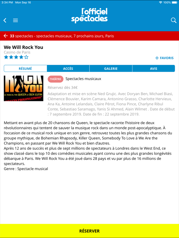 L’Officiel des spectacles iPad screenshot 4 - Lifestyle app
