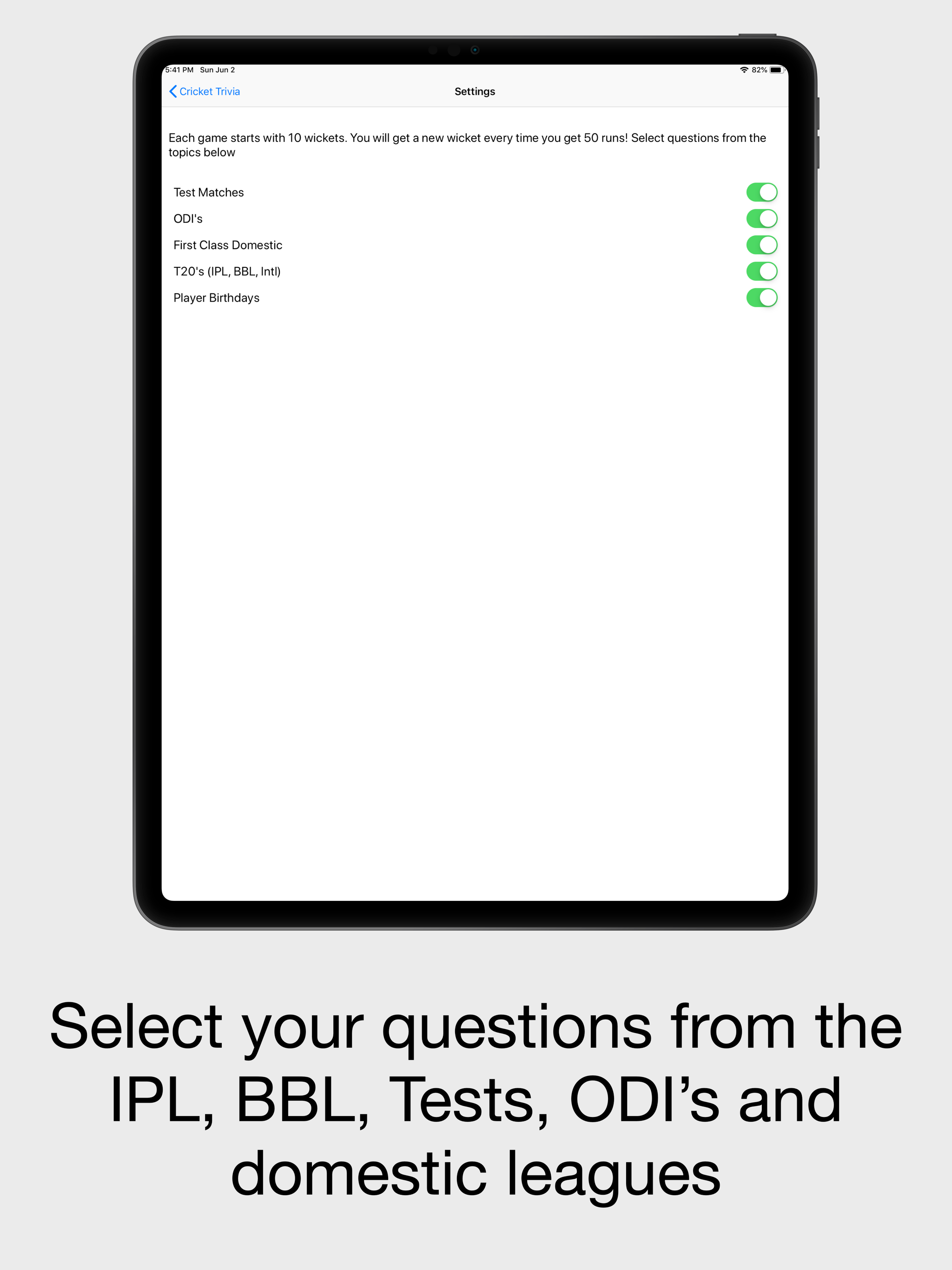 Cricket Trivia - Quiz Game