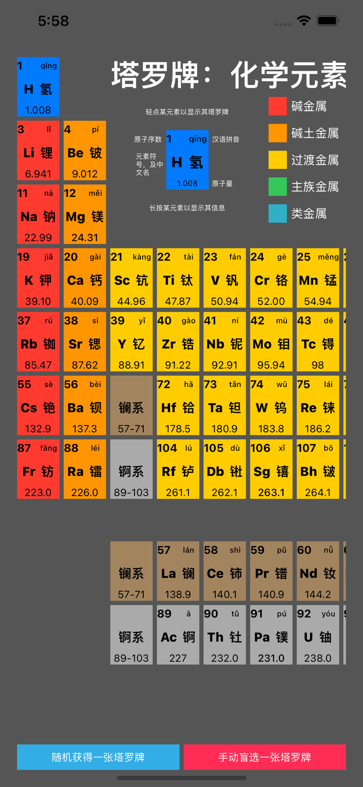 塔罗牌:化学元素周期表 screenshot 1