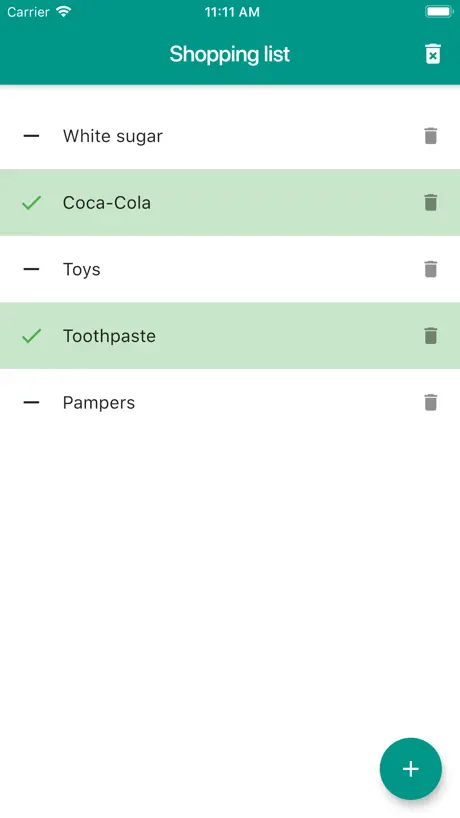 Groceries shopping list