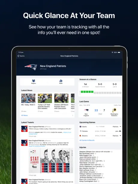 NFL Live for iPad: Live stats