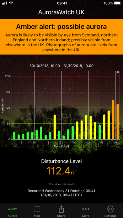 Screenshot #1 pour AuroraWatch UK Aurora Alerts