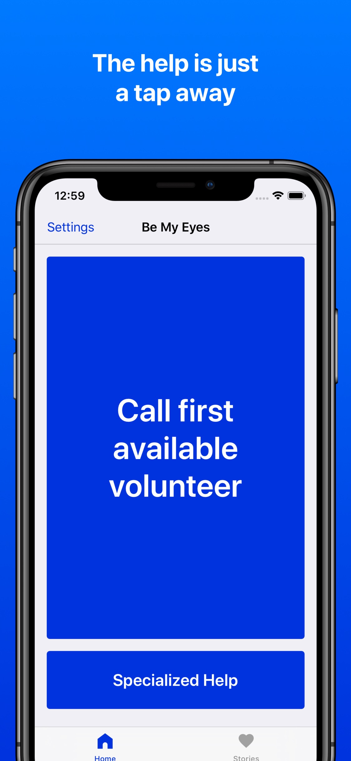 Screenshot do app Be My Eyes – Helping blind see