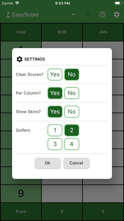 EasyScore Golf Scorecard