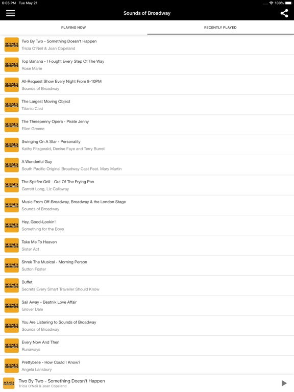 Sounds of Broadway iPad screenshot 2 - Music app
