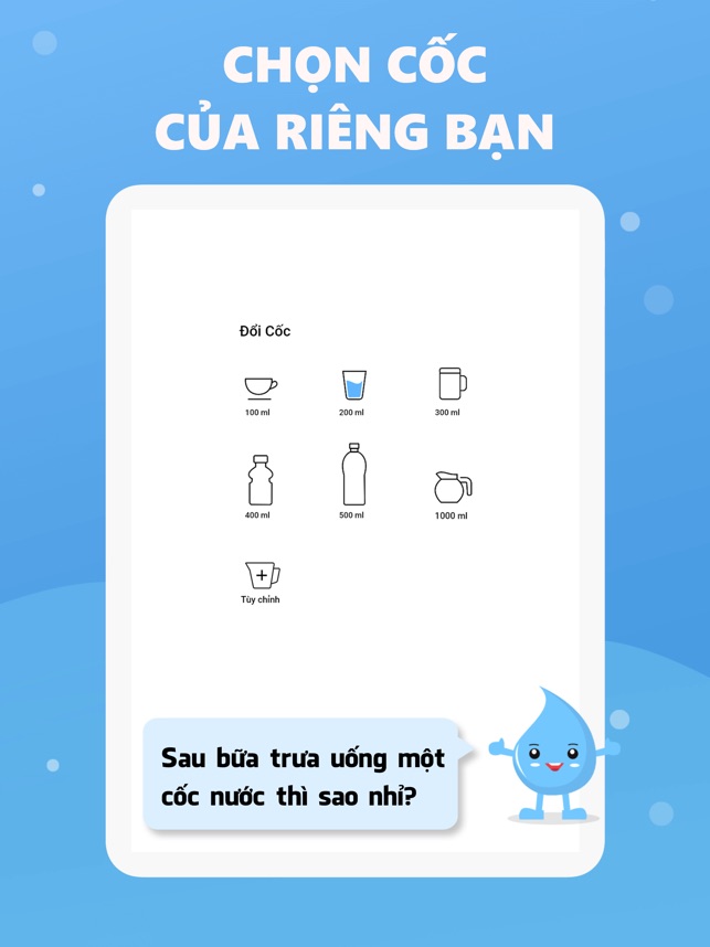 Nhắc nhở uống nước hàng ngày