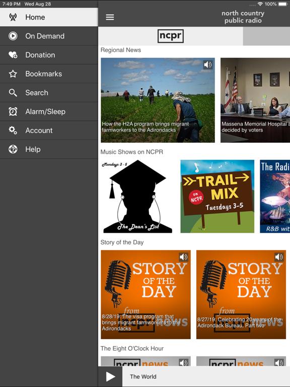 NCPR Public Radio App iPad screenshot 3 - Music app