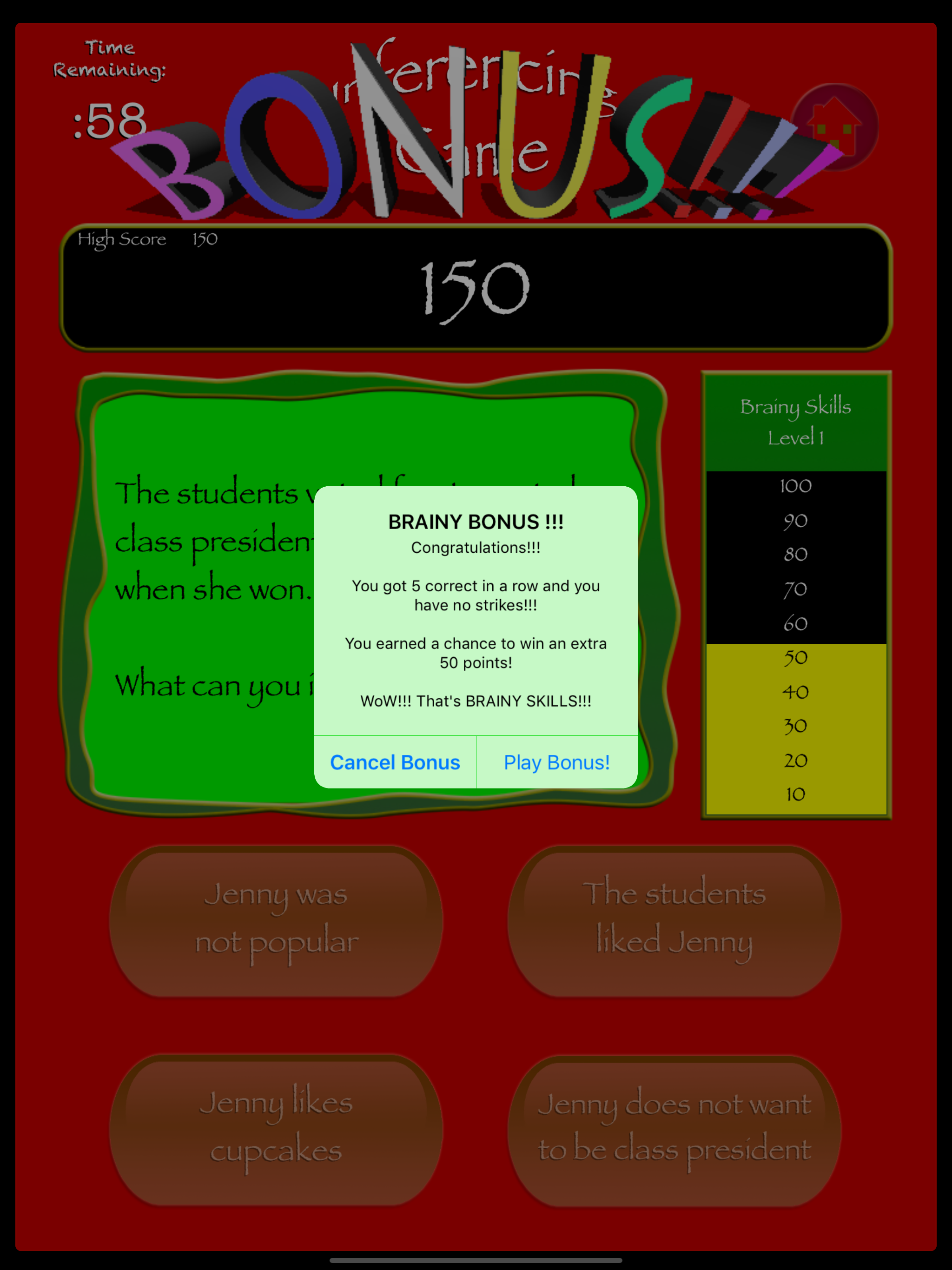 Brainy Skills Inferencing Game