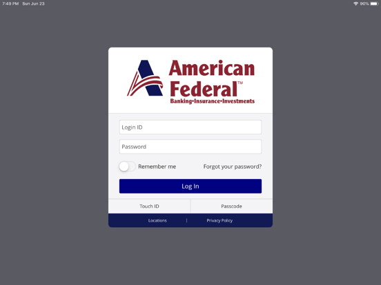 American Federal Bank iPad screenshot 1 - Finance app