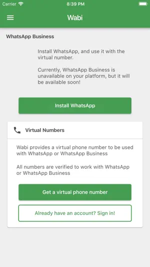 Wabi - Number for WA Business screenshot 1