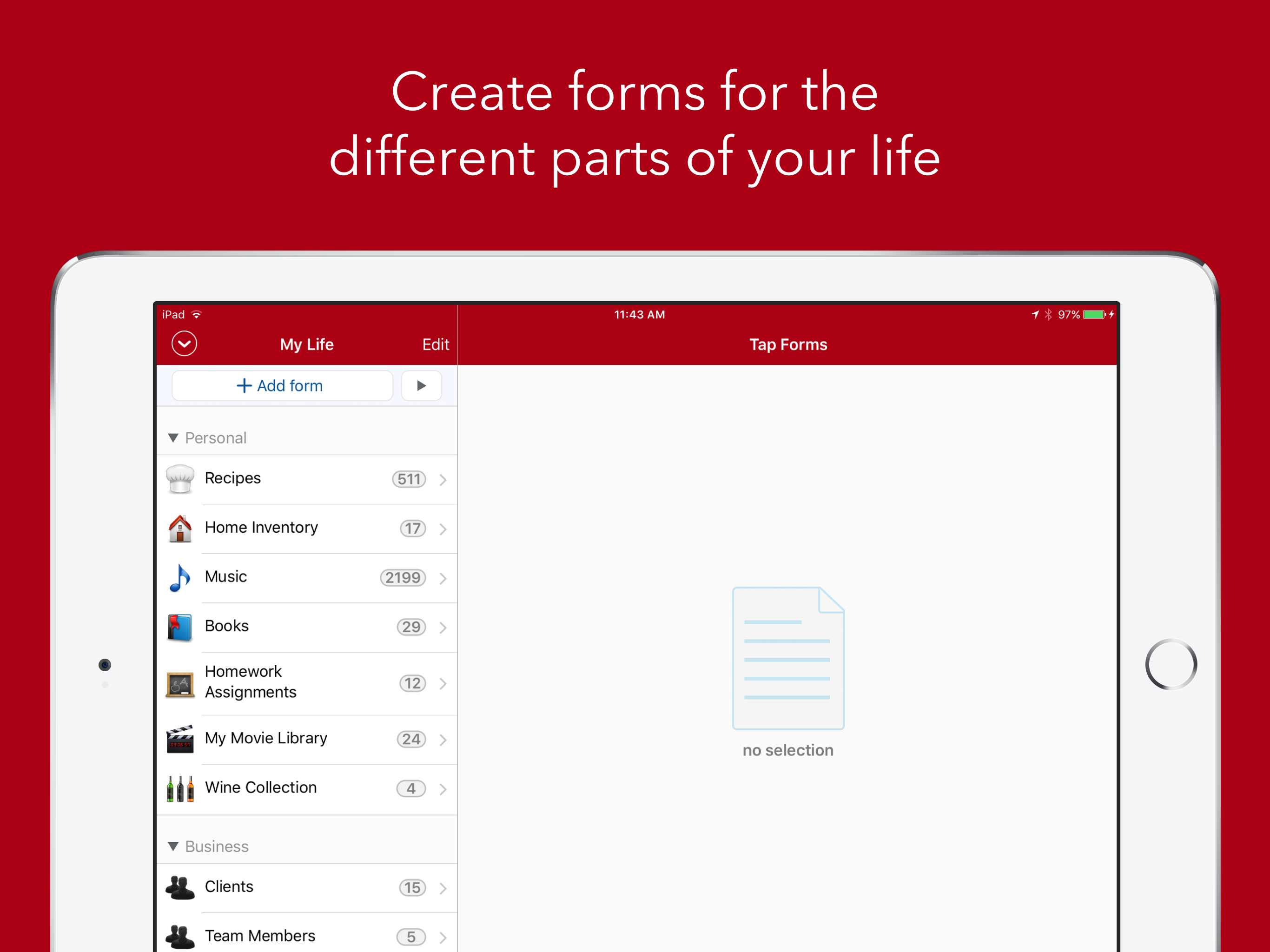 Tap Forms Organizer 5 Database