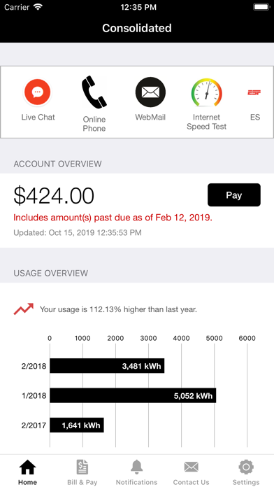 Consolidated MyAccount screenshot 2