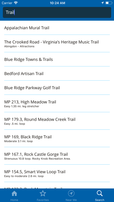 Blue Ridge Pkwy Travel Planner Screenshot