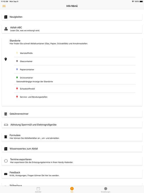 Abfall-App Erfurt iPad screenshot