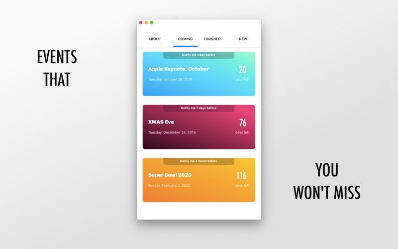 Screenshot #2 pour Meow - An Event Countdown App