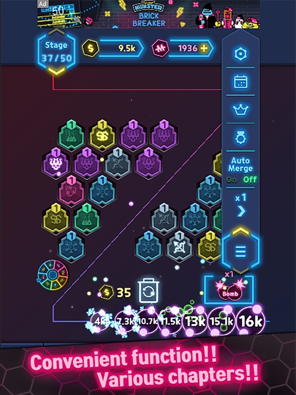 Neon Merge Defense iPad screenshot