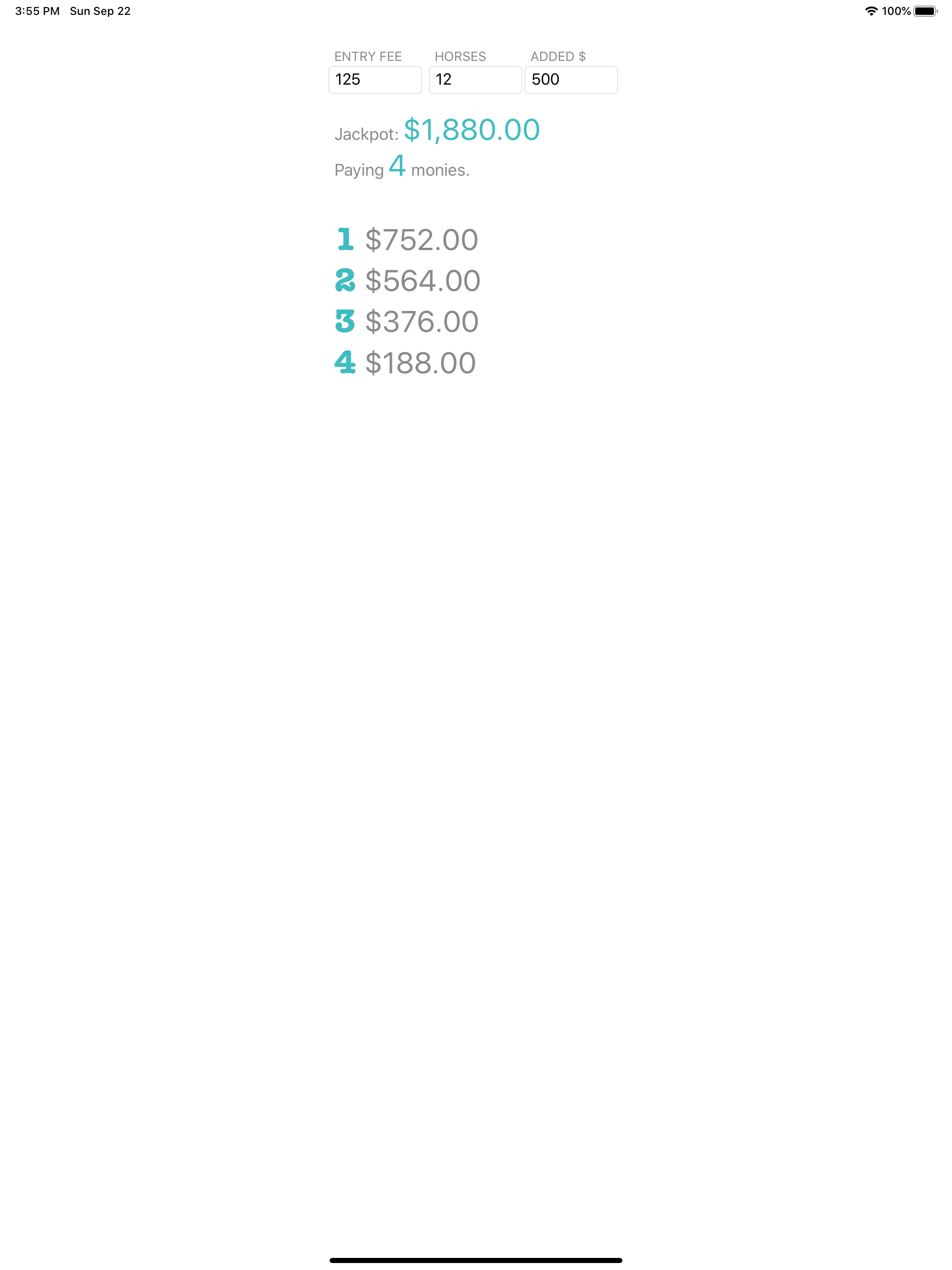 NCHA Cutting Payout Calculator screenshot 2