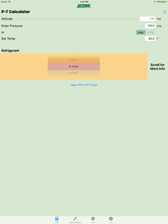 P-T Calculator iPad screenshot 1 - Reference app