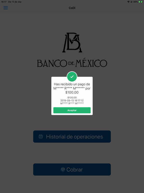 CoDi Banxico -solo para cobrar iPad screenshot