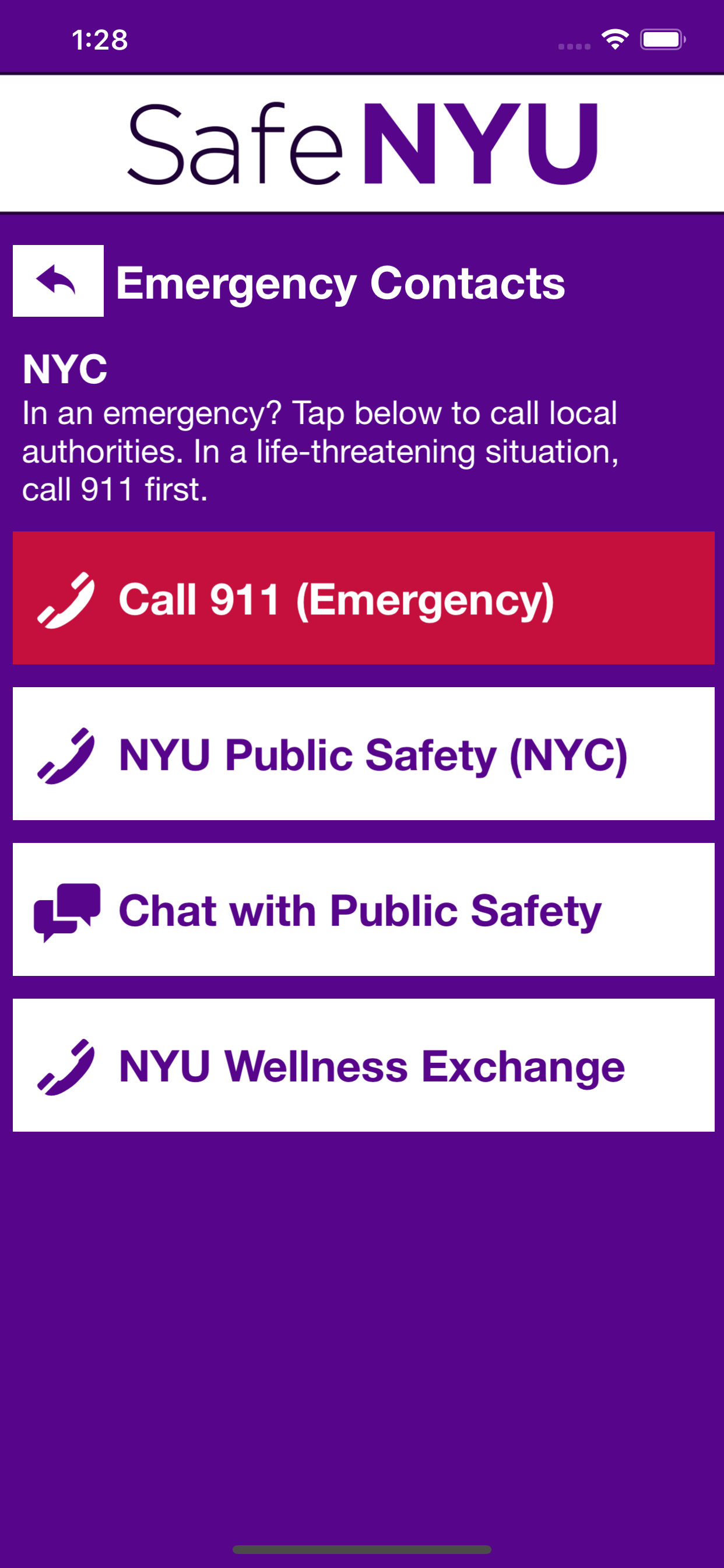 Safe NYU screenshot 2