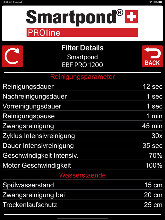 Smartpond PROline iPad screenshot