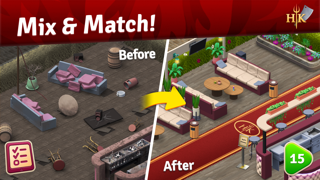 Hell's Kitchen: Match & Design Hack screenshot 1 - iOS game interface