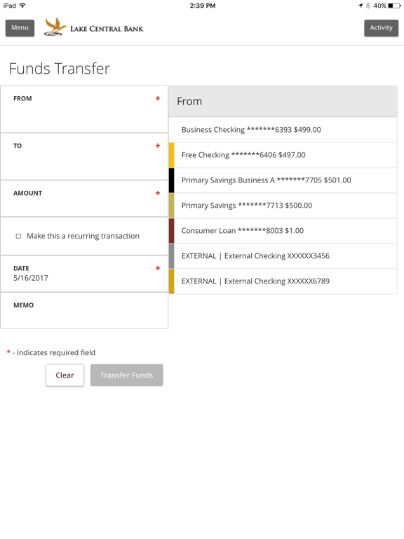 Lake Central Bank App iPad screenshot 2 - Finance app