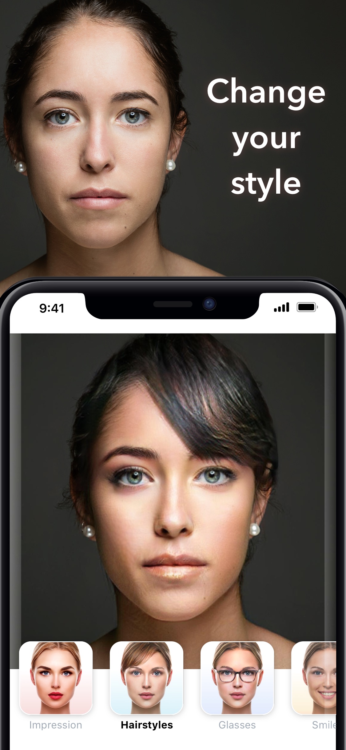 Screenshot do app FaceApp - Editor Facial com IA