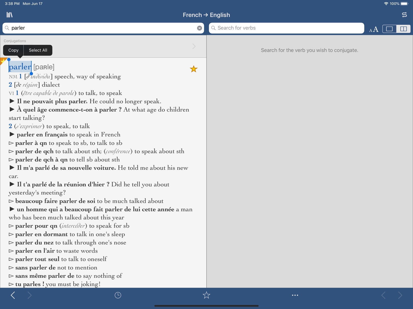 Collins French-English ipad screenshot 1