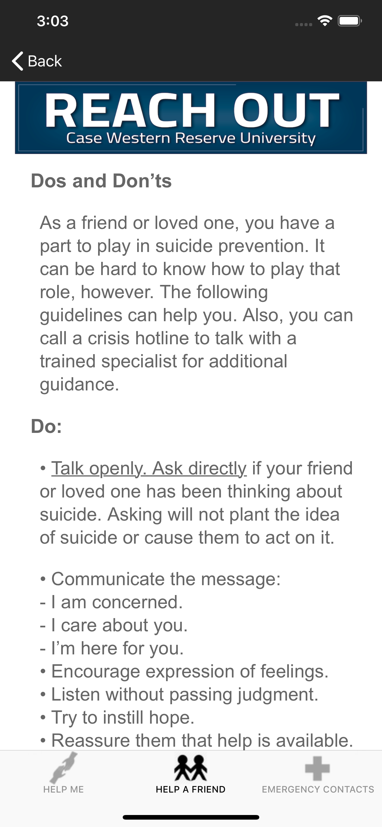 Case Western Reserve Reach Out